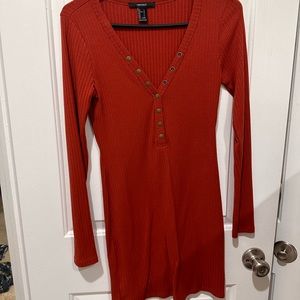 Ribbed Henley Mini Dress